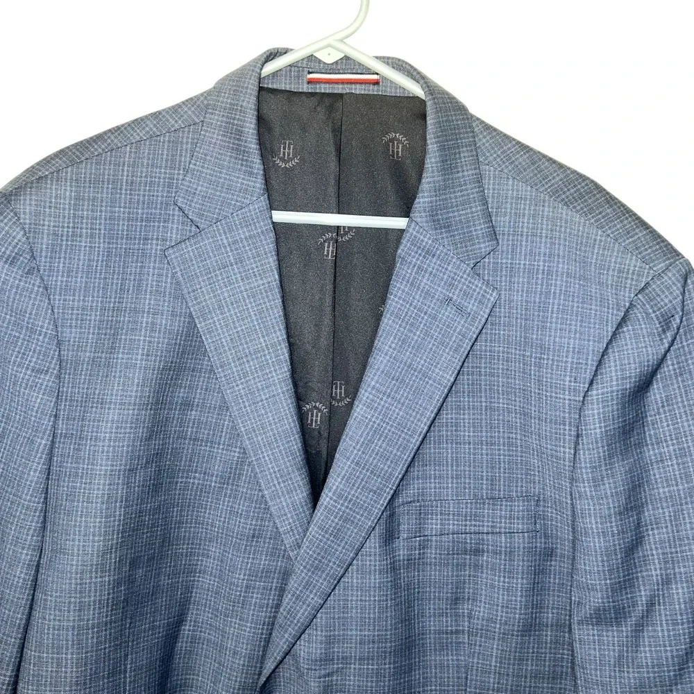 Tommy Hilfiger Men's Blue Glen Plaid Wool Blend Sports Jacket Blazer Size 50R‎